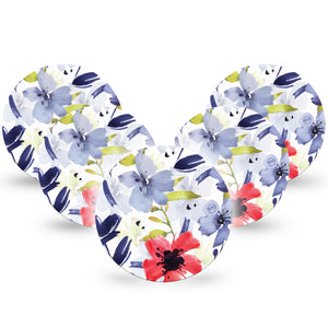 ExpressionMed Red White & Blue Flowers Libre Overpatch Tapes, Abbott Lingo