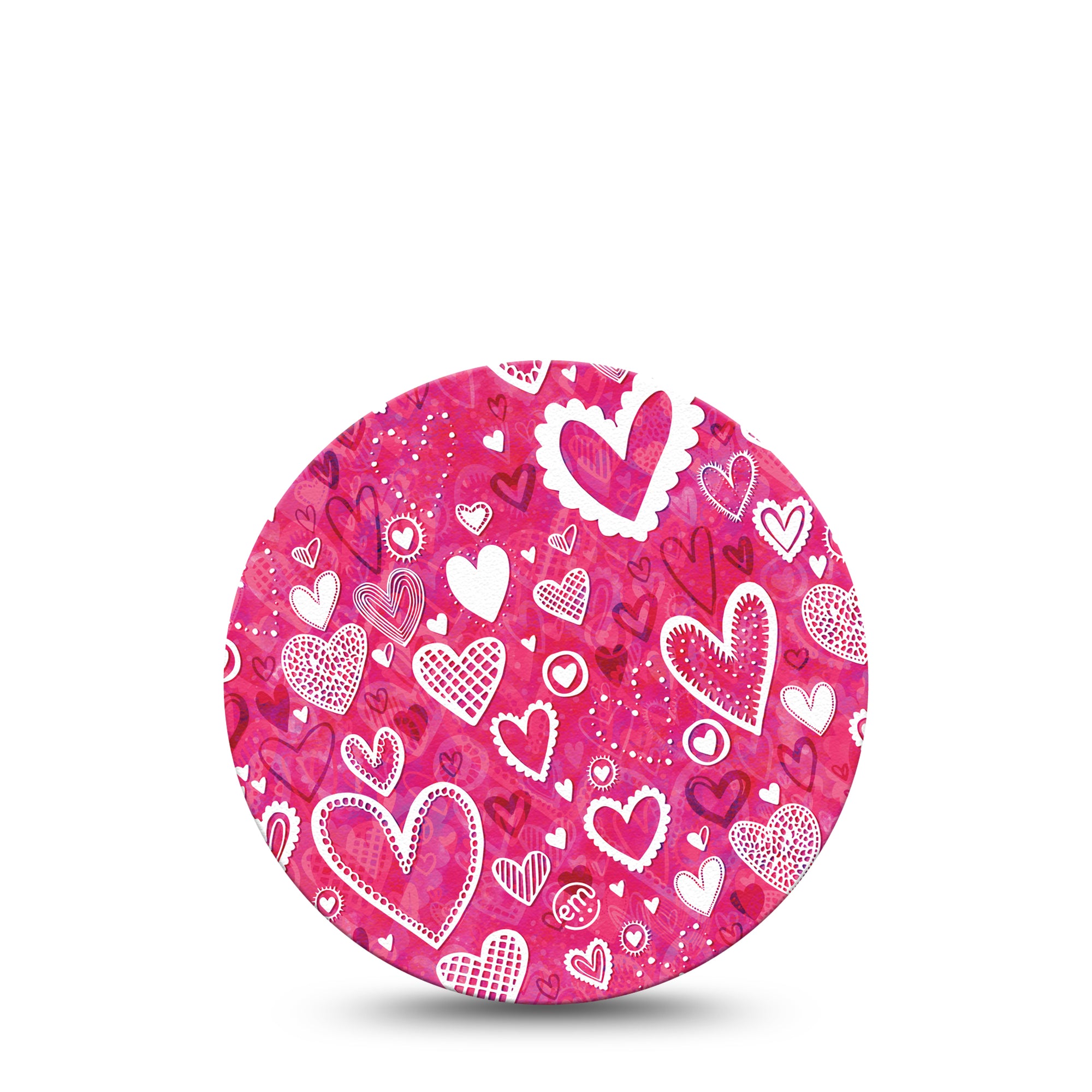 Whimsical Hearts Libre 2 Overpatch Adhesive Tape, Single, Pink Heart design Valentine Themed CGM Adhesive patch, Abbott Lingo