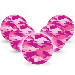 ExpressionMed Libre 2 Overpatch Adhesive Tape, 5-Pack, Pink Camouflage Design, Abbott Lingo