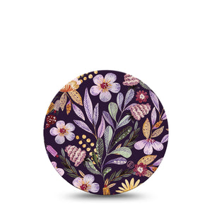 Moody Blooms Libre 2 Overpatch Adhesive Tape, Single, Purple Floral Design, Waterproof CGM Adhesive Patch