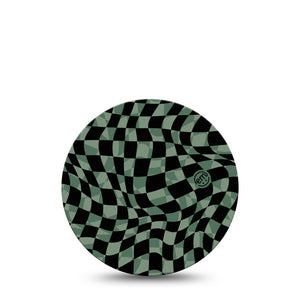 ExpressionMed Green & Black Checkerboard Libre Overpatch, Black and Green Checkered Inspired, CGM, Plaster Patch Design, Abbott Lingo