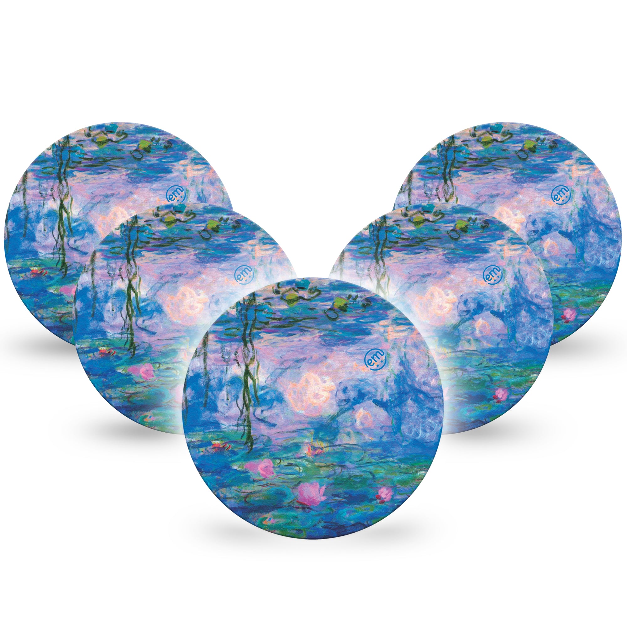 ExpressionMed Monet Water Lilies Libre 2 Overpatch, 5-Pack, Forest Flower Inspired, CGM Overlay Tape Design, Abbott Lingo