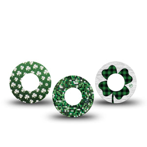 St Patrick's Day Libre 2 Perfect Fit Variety Pack, 3 Tapes, CGM Adhesive green clover designs, fixing ring