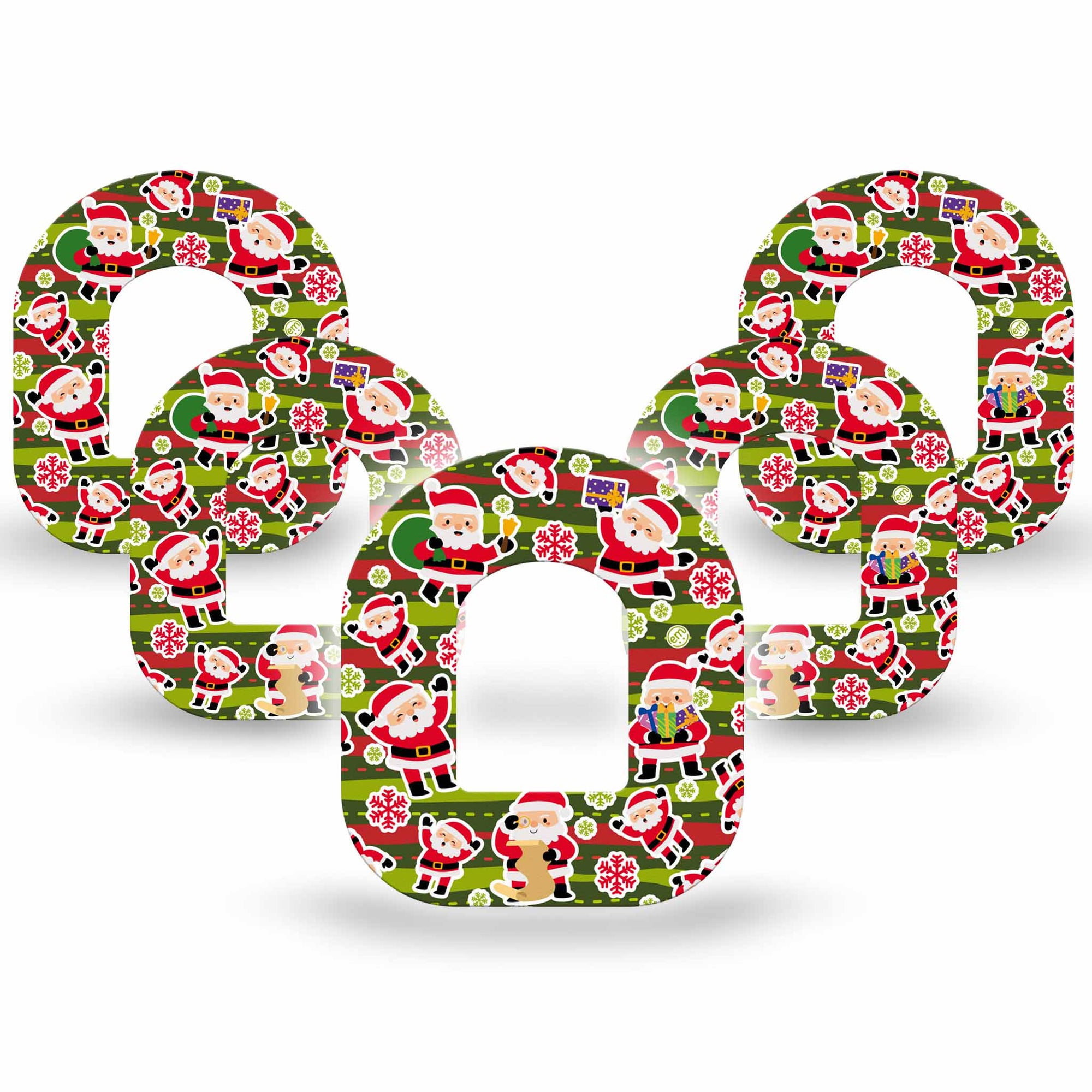 Expressionmed Santa Sticker Bomb OmnipodPatch, 5-Pack, Holiday Themed CGM Adhesive Tape Design