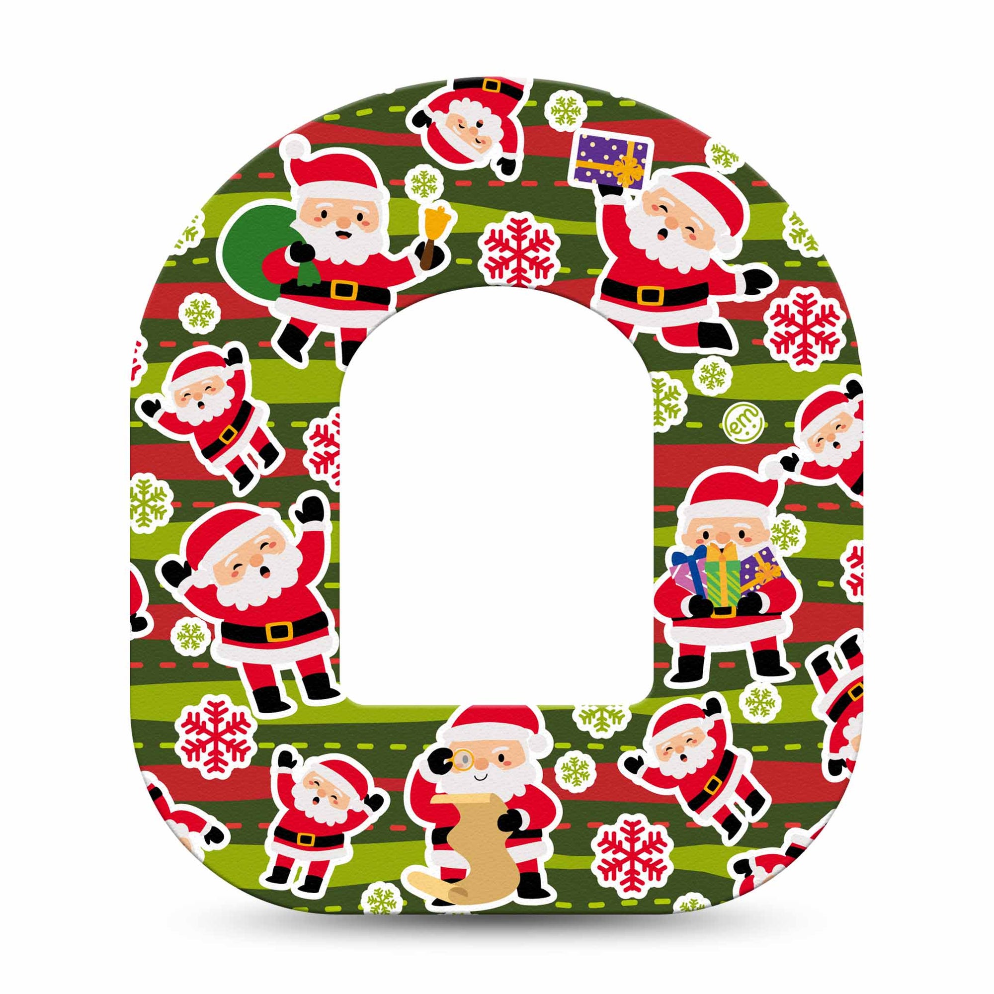 Expressionmed Santa Sticker Bomb Omnipod Patch, Single, Holiday Themed CGM Adhesive Tape Design