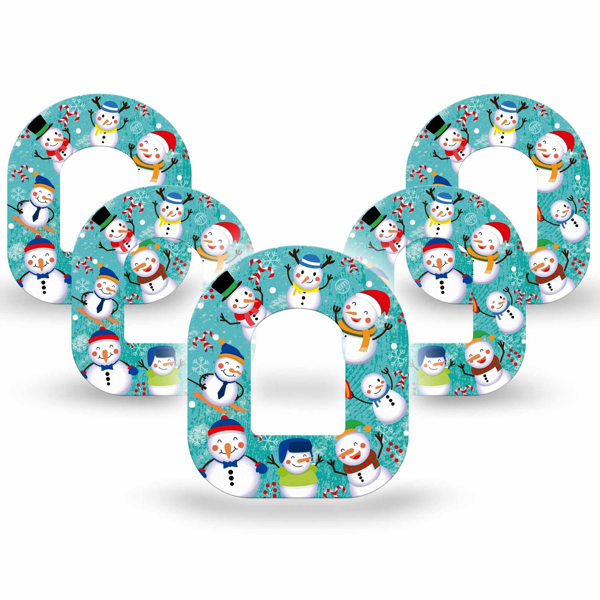 ExpressionMed Snowman Celebration Omnipod Patch, 5-Pack, Winter Themed CGM Adhesive Tape Design