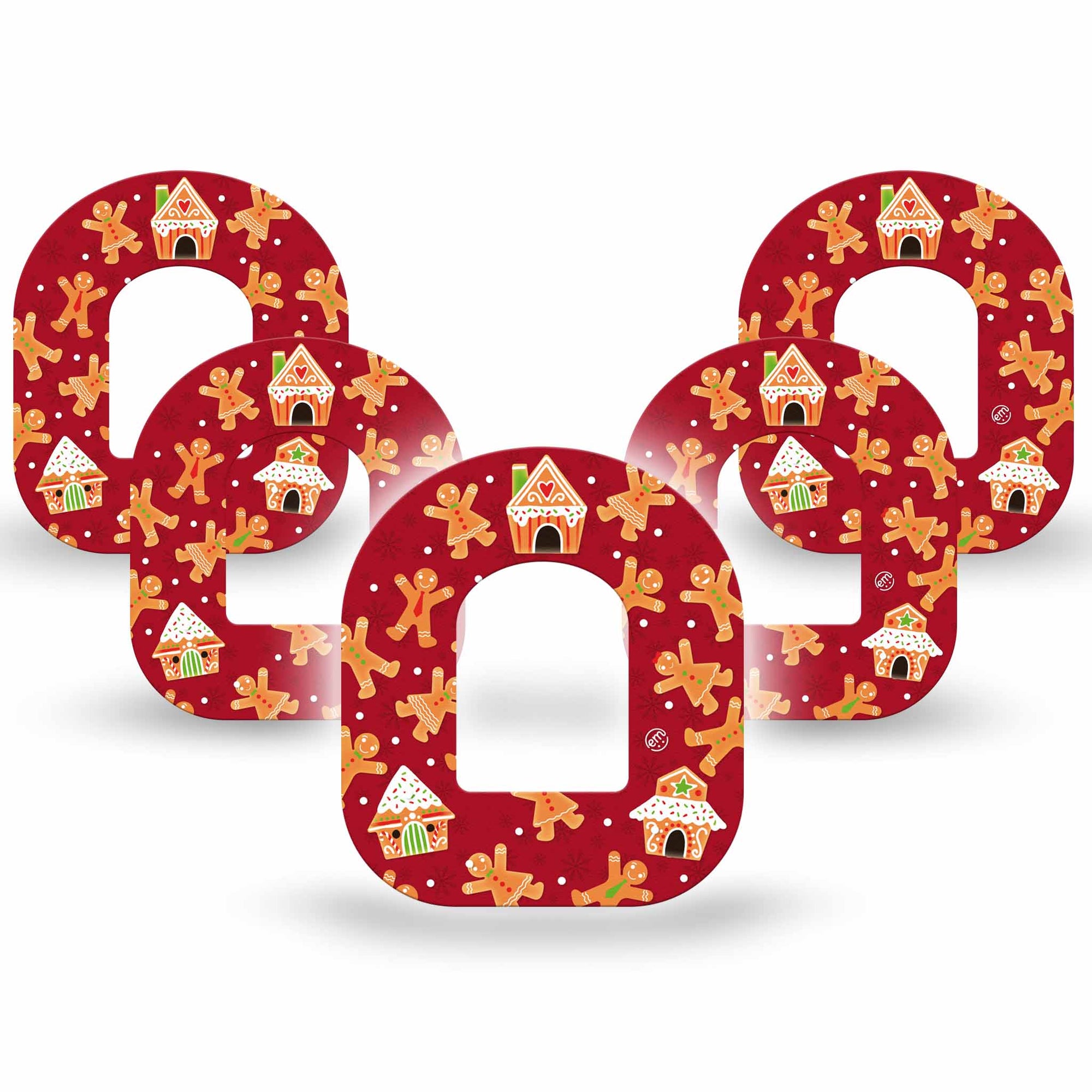 ExpressionMed Gingerbread Fun Omnipod Patch, 5-Pack, Christmas themed CGM adhesive Tape design