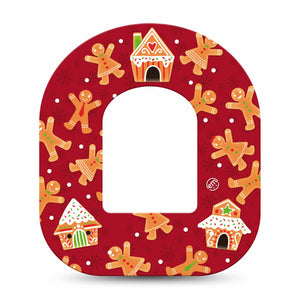 ExpressionMed Gingerbread Fun Omnipod Patch, Single, Christmas themed CGM adhesive Tape design