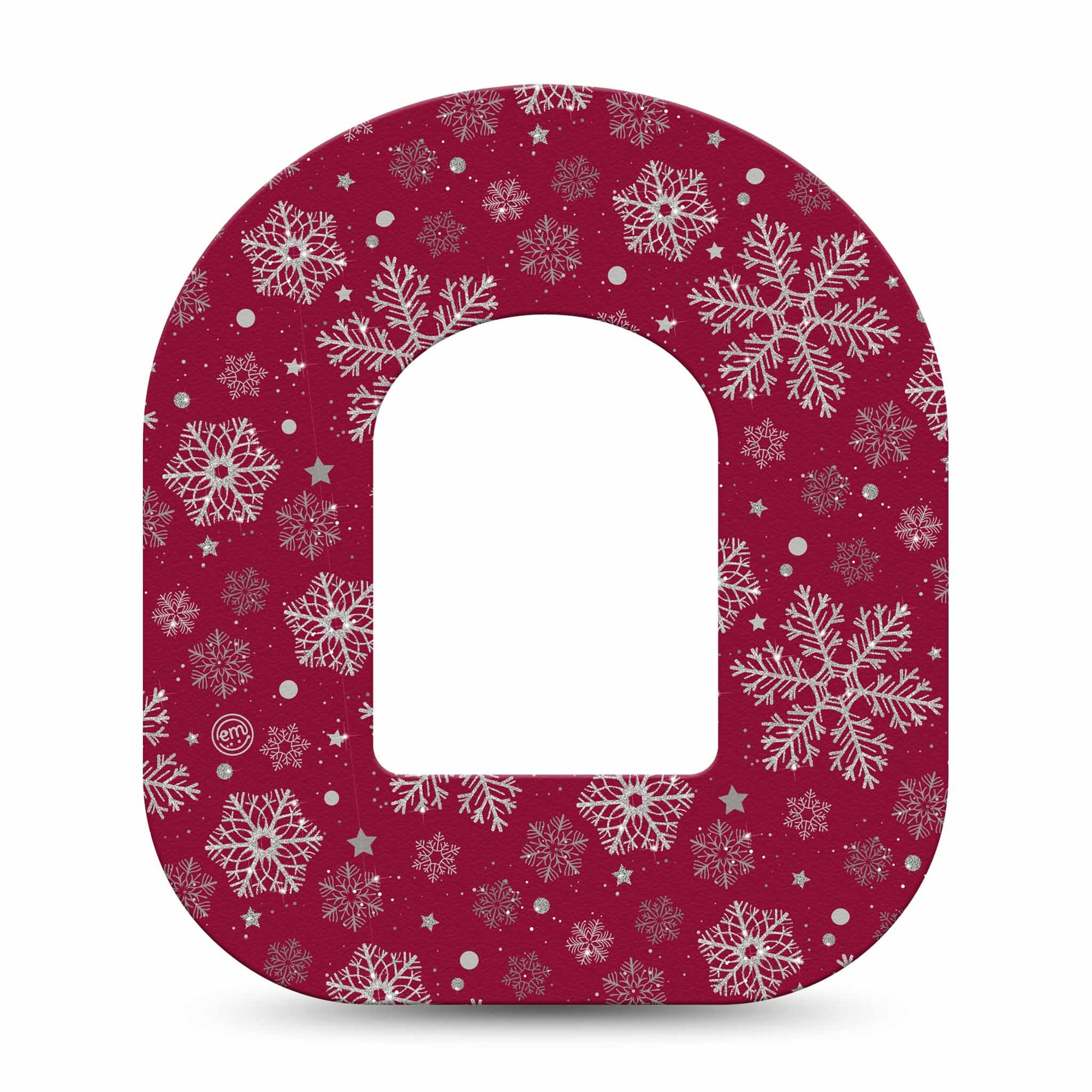 ExpressionMed Silver Snowflakes Omnipod Tape, Single, Shining Snowflakes CGM Adhesive Tape Design