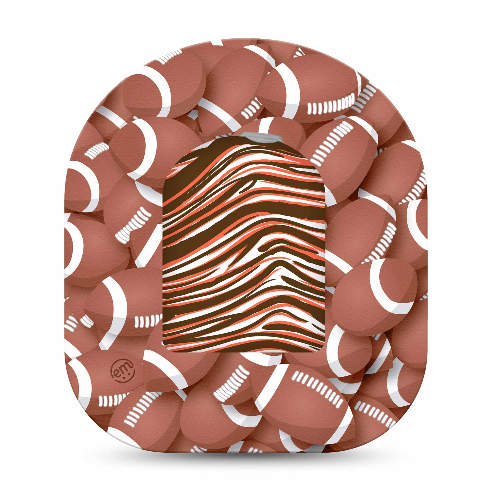 Brown and Orange Browns Team Spirit Omnipod Pump Sticker and Football Patch