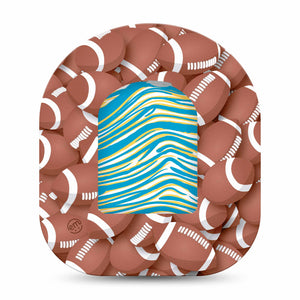 Blue and Yellow Chargers Team Spirit Omnipod Pump Sticker and Football Patch