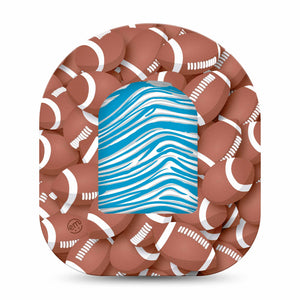 Blue and White Lions Team Spirit Omnipod Pump Sticker and Football Cover