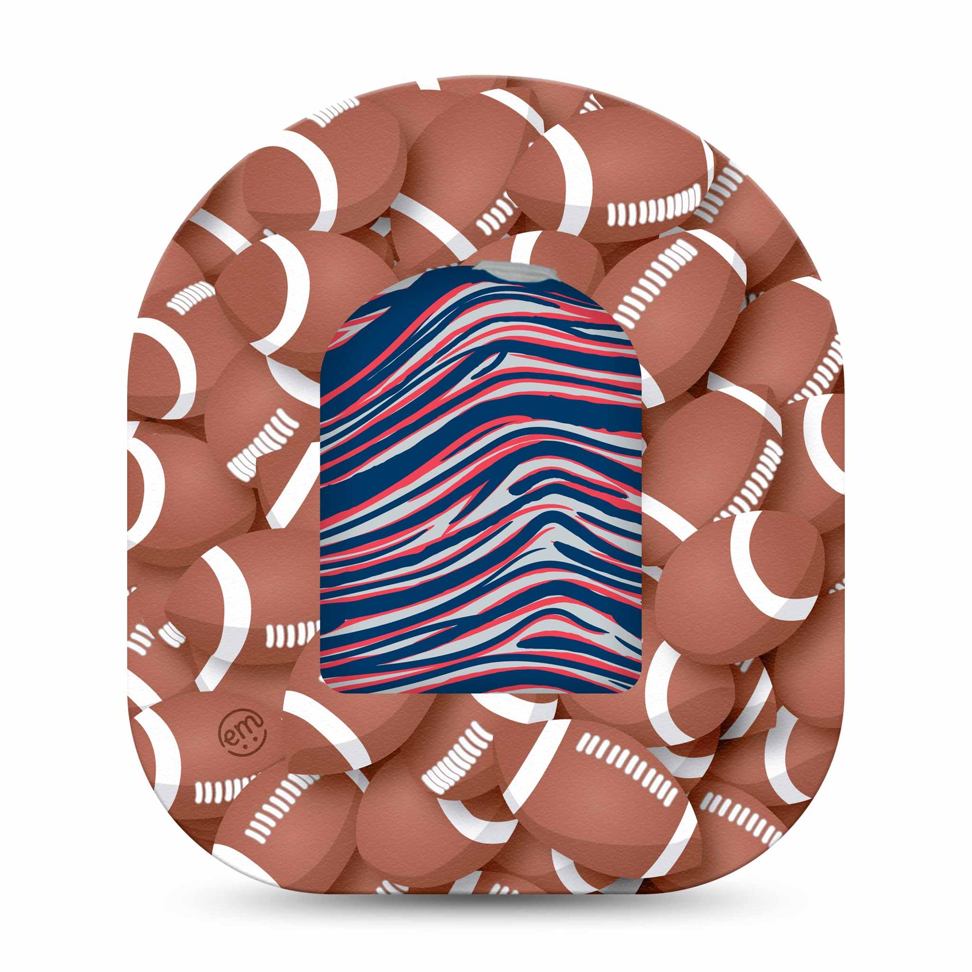 ExpressionMed Navy Blue, Red, and Silver Patriots Team Spirit Omnipod Sticker and Football Patch