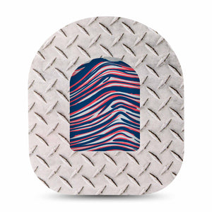 ExpressionMed Navy Blue, Red, and Silver Patriots Team Spirit Omnipod Sticker and Grid Iron Patch