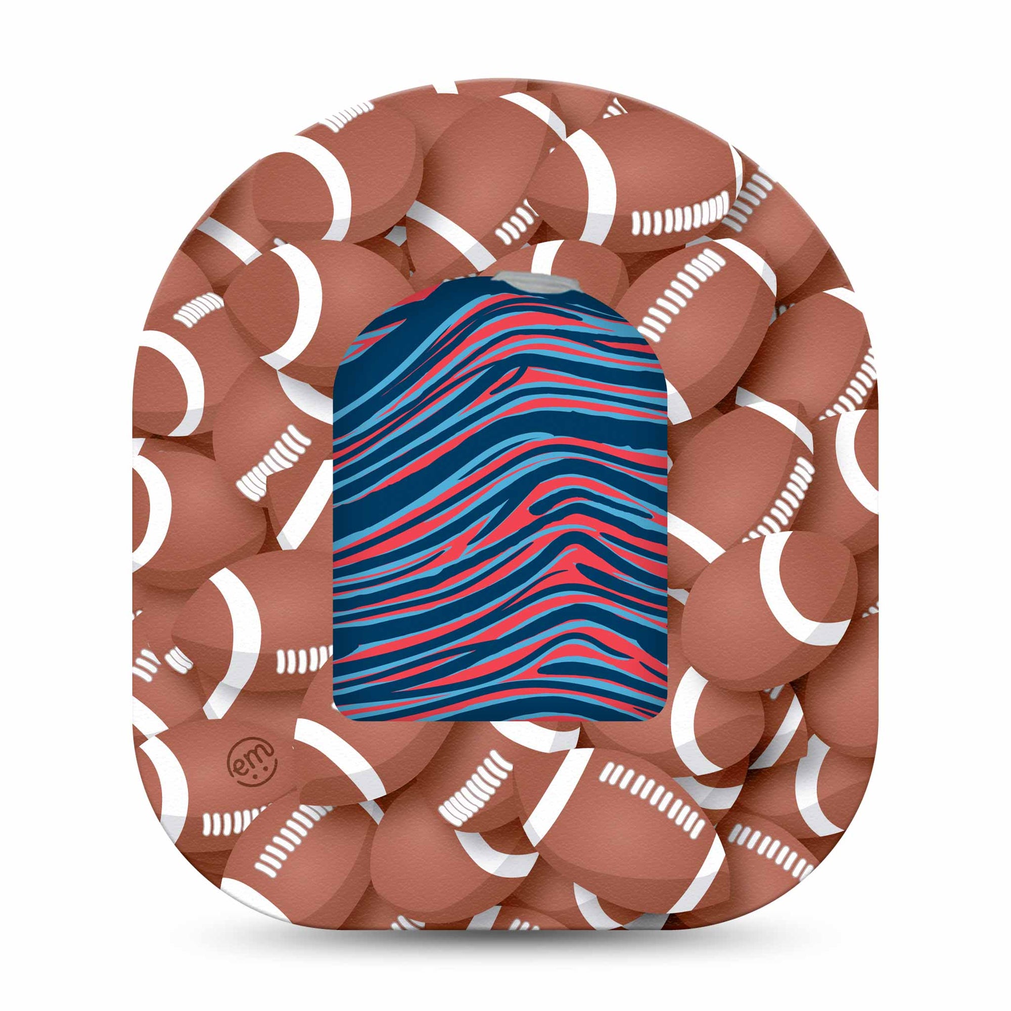 ExpressionMed Navy Blue, Red, and Light Blue Titans Team Spirit Omnipod Pump Sticker and Football Cover