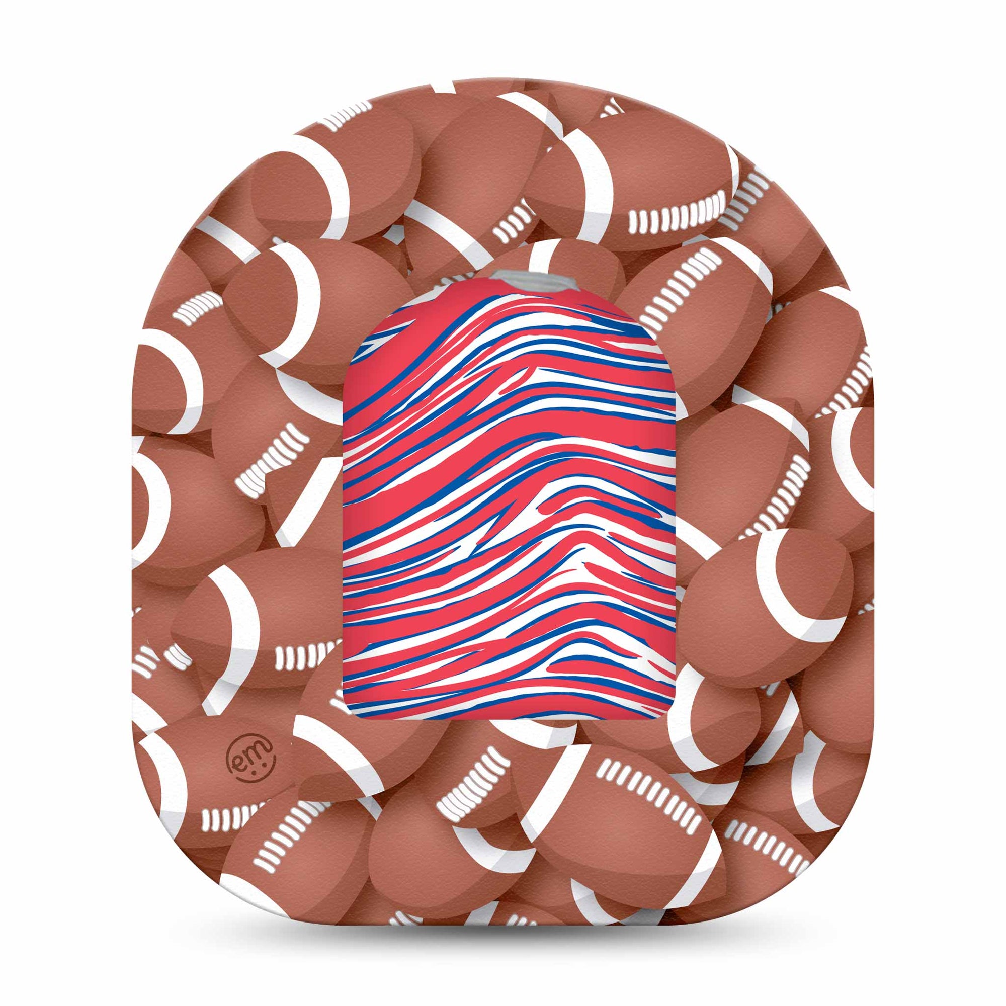 Blue and Red Bills Team Spirit Omnipod Pump Sticker and Football Patch