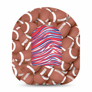Blue and Red Bills Team Spirit Omnipod Pump Sticker and Football Patch