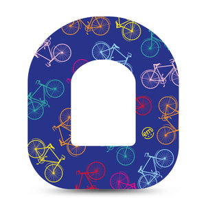 ExpressionMed Neon Bicycles Pod Tape, Single, Multiple Bright Colorful Bikes Omnipod Adhesive Patch