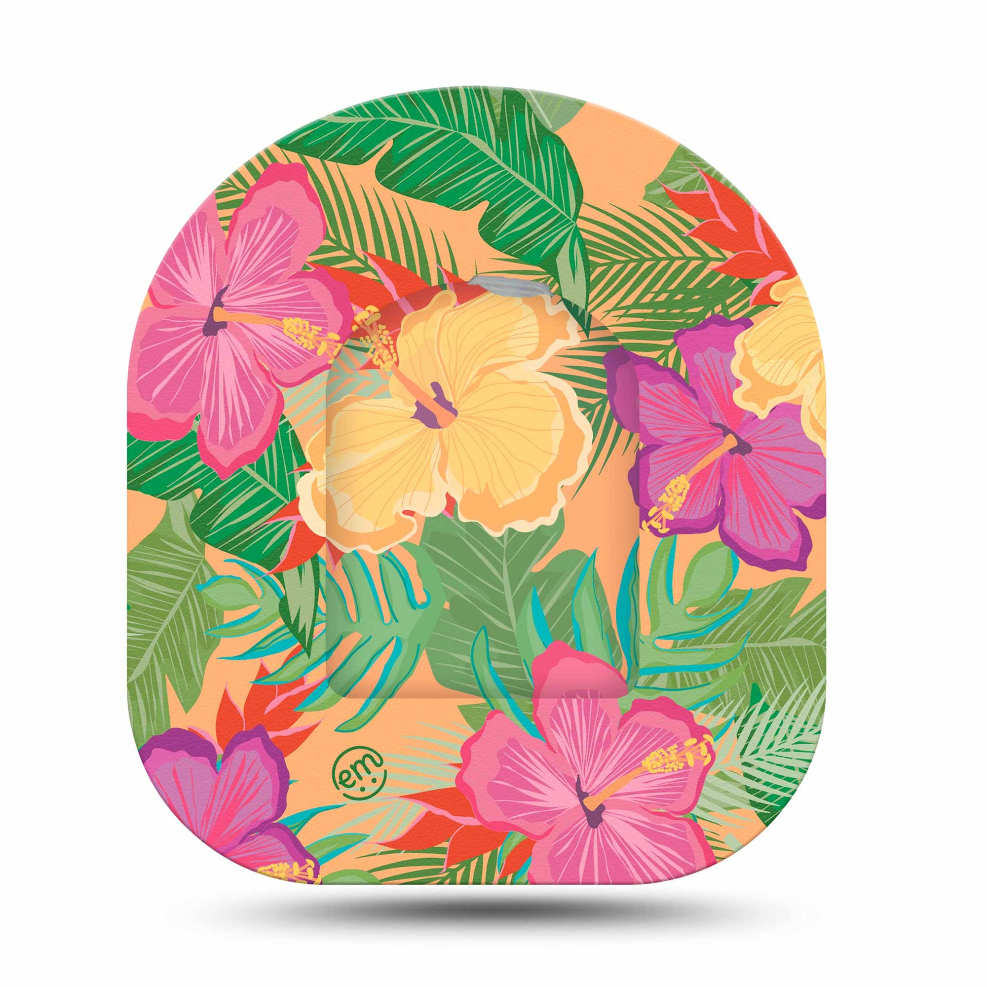 Bright Hibiscus Omnipod Pump Sticker and Matching Adhesive Patch