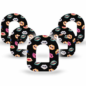 ExpressionMed Lips Pod Tape, 5-Pack, Glamorous Lips Themed, CGM Patch Design