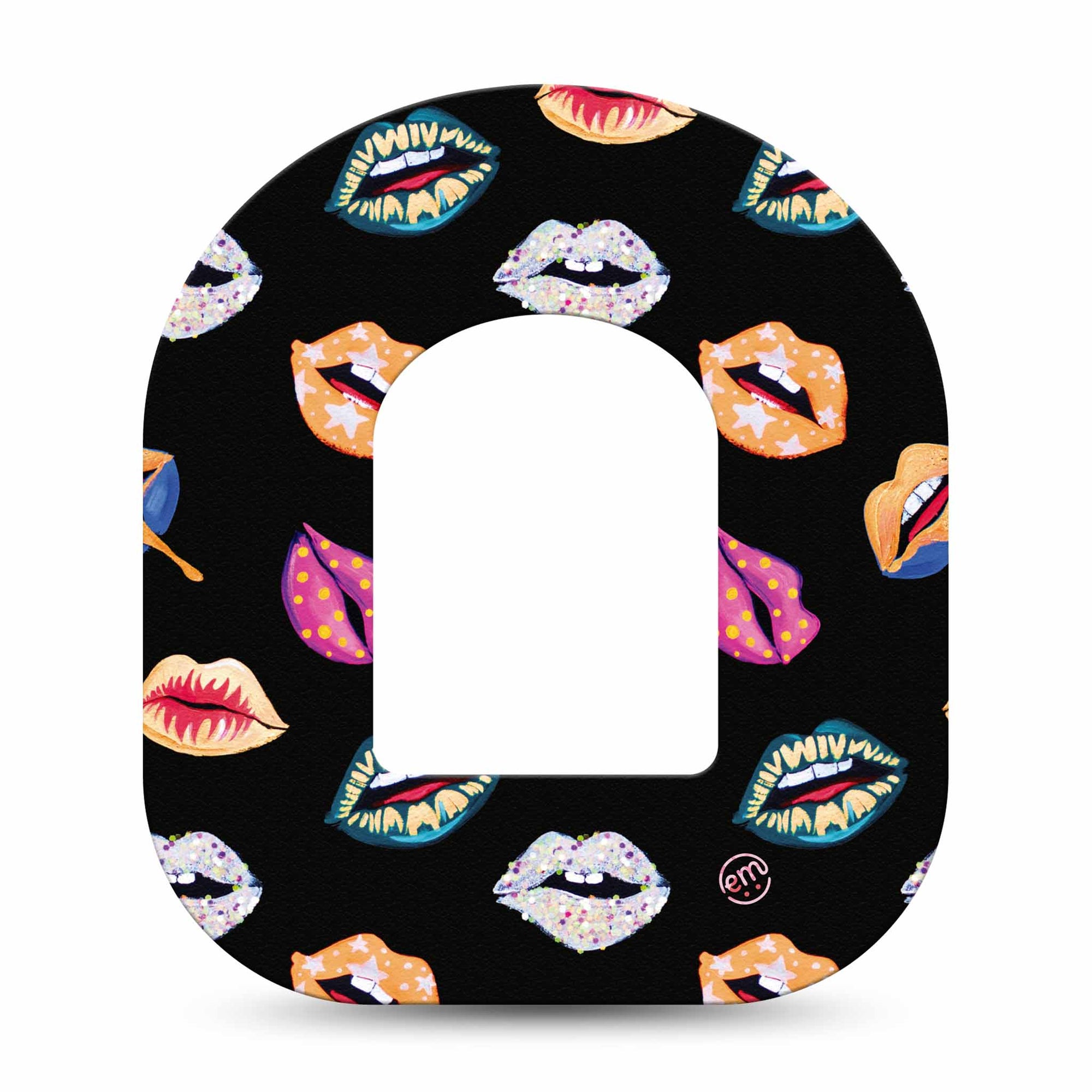 ExpressionMed Lips Pod Tape, Single, Vibrant Colored Lips Themed, CGM Plaster Patch Design
