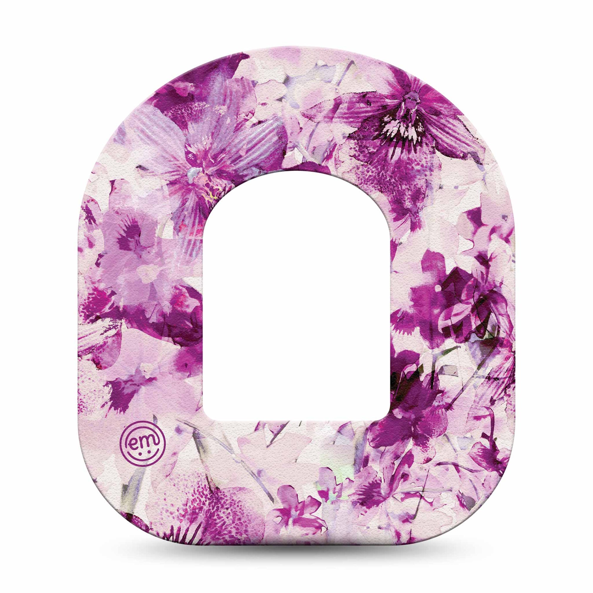 Violet Orchids Omnipod Tape, Single, Purple Floral Overlay Adhesive Design