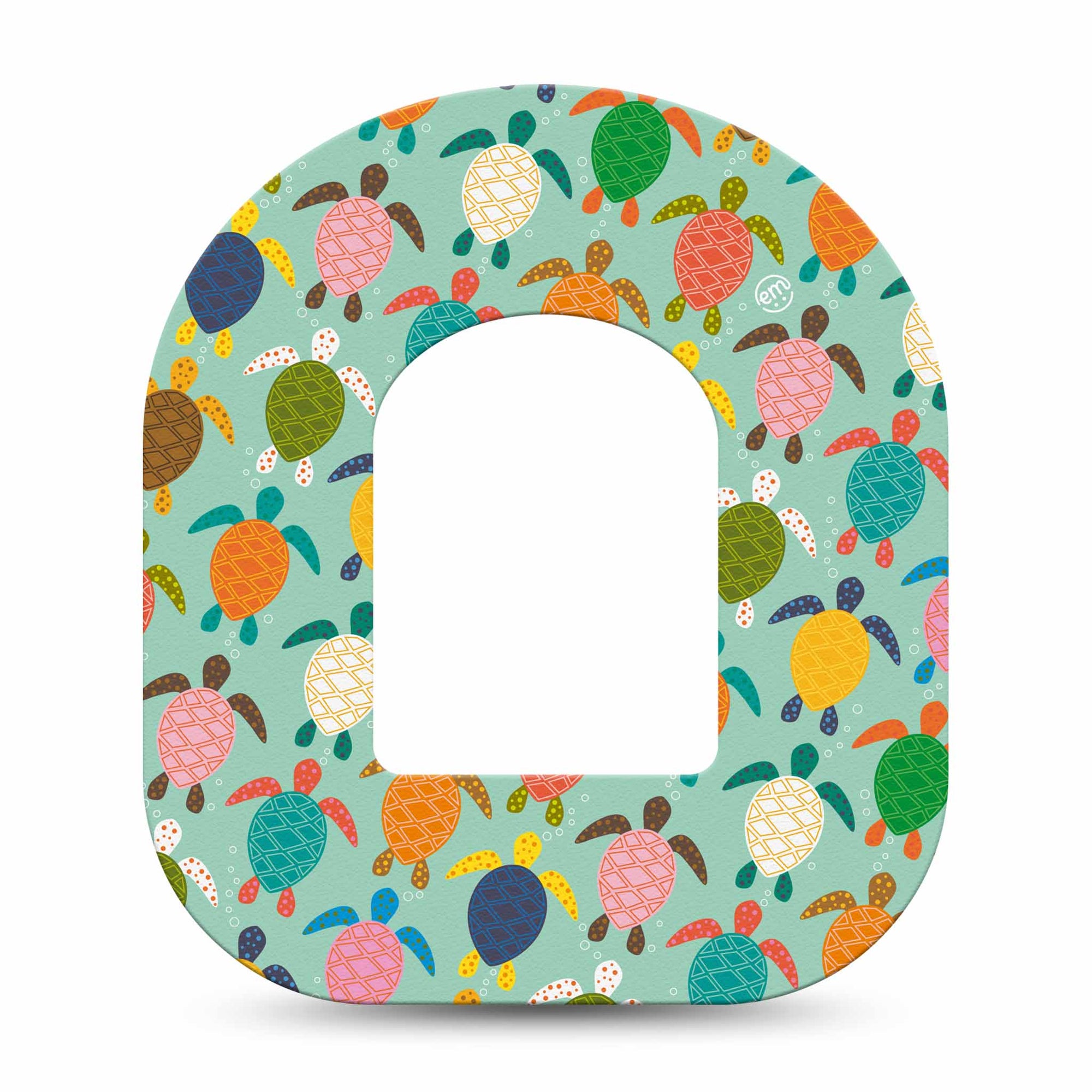 ExpressionMed Sea Turtles Pod Tape, Single, Colorful Turtle Shells Themed, CGM Plaster Patch Design