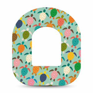 ExpressionMed Sea Turtles Pod Tape, Single, Colorful Turtle Shells Themed, CGM Plaster Patch Design