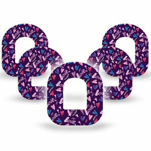 Watercolor Love Omnipod Adhesive Tape, 5-Pack, Valentine's Day Theme Design, Heart and Love