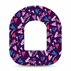 Watercolor Love Omnipod Adhesive Tape, Single, Valentine's Day Theme Design, Heart and Love