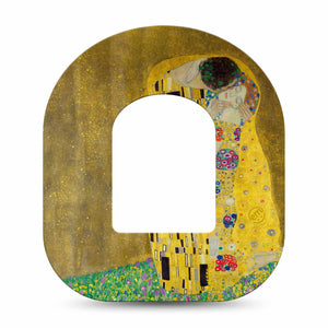 The Kiss - Klimt Omnipod Tape, Single, Art Design, Yellow, Waterproof CGM Adhesive Patch