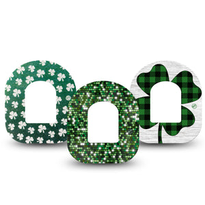 St Patrick's Day Omnipod Variety Pack, 3 Tapes, CGM Adhesive green clover designs