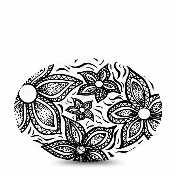 Medtronic Enlite / Guardian Black Tie Floral Universal Oval Patch