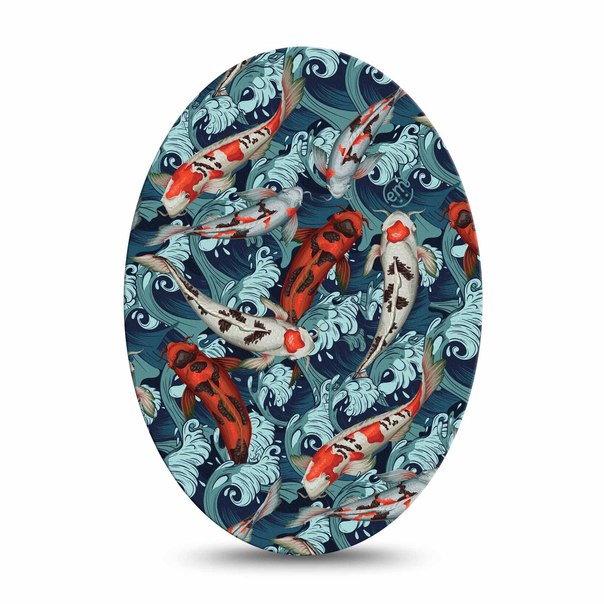 Medtronic Enlite / Guardian ExpressionMed Koi Universal Oval Tape, Single, Spotted Fishes Themed, Adhesive Patch Design