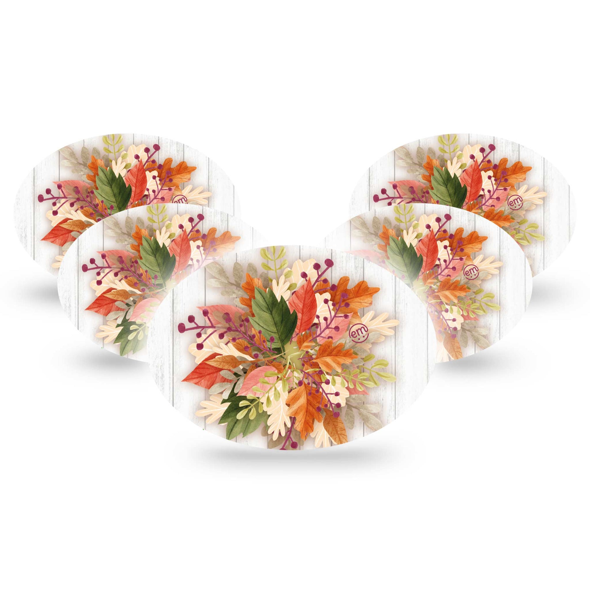 Medtronic Enlite / Guardian ExpressionMed Autumn Leaves Universal Oval Tape, 5-Pack, Early fall leaves festiv reef Medtronic Overlay patch design