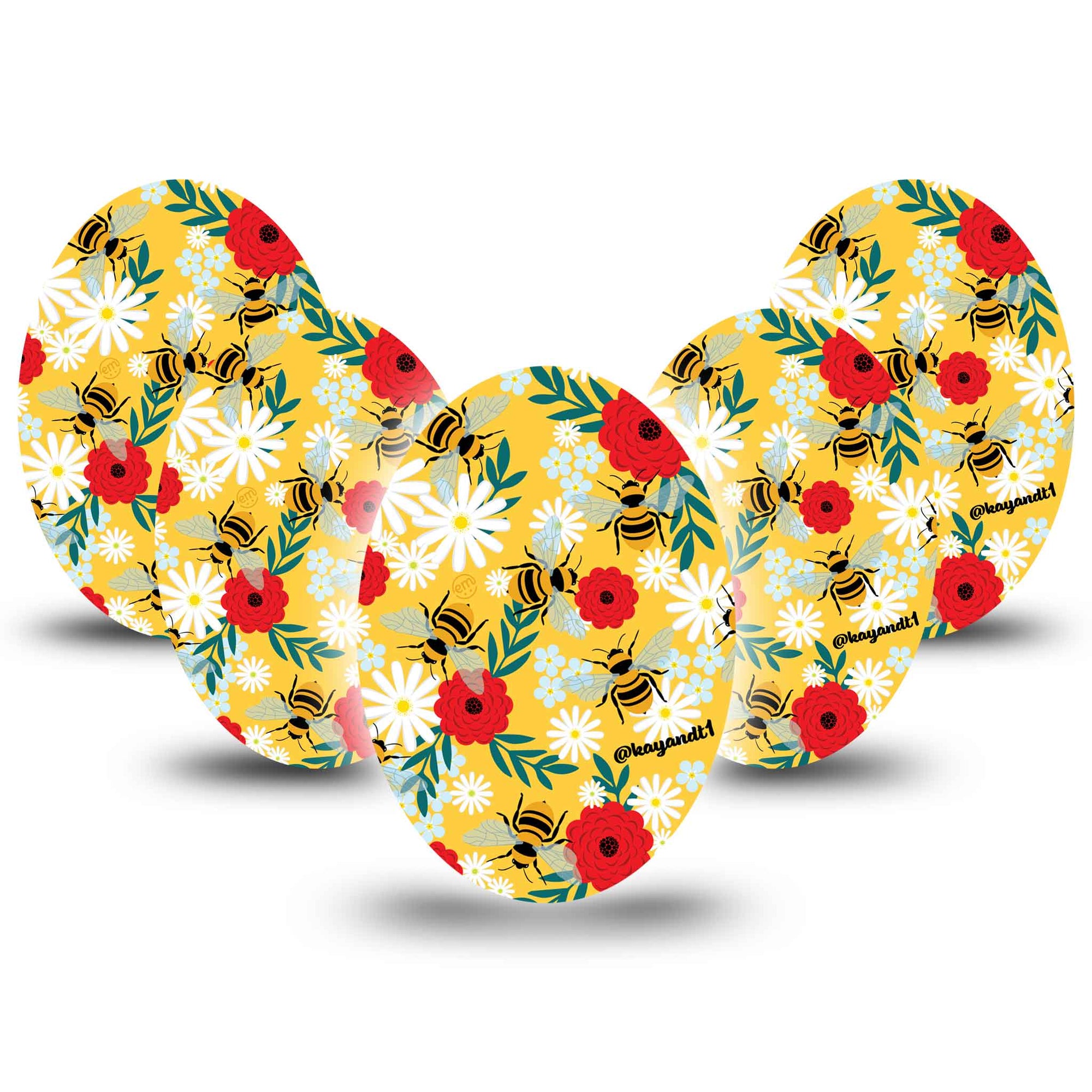 Medtronic Enlite / Guardian ExpressionMed Bees and Flowers Universal Oval Tape