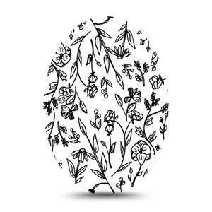 Medtronic Enlite / Guardian Custom Black and White Floral Universal Oval Tape