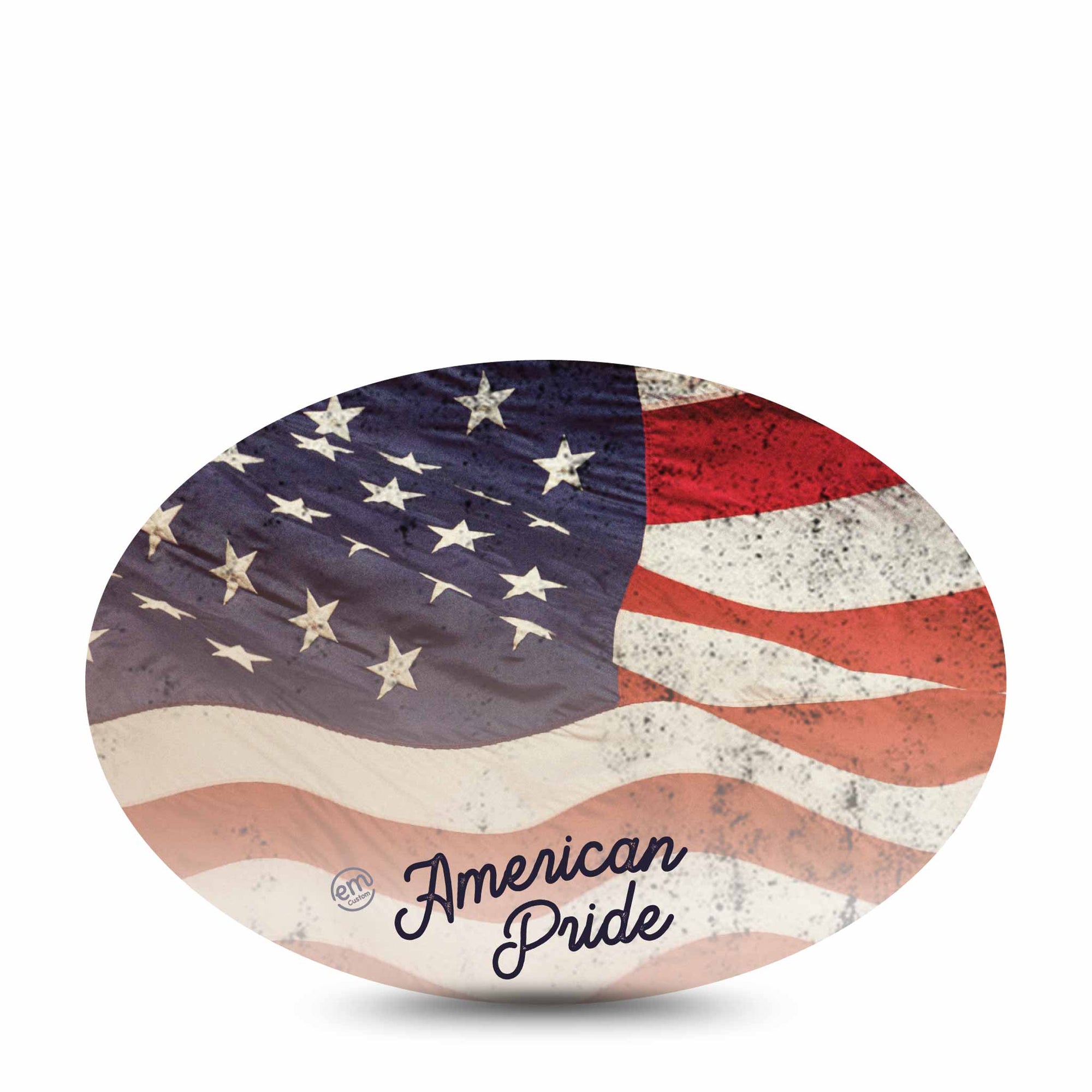 Medtronic Enlite / Guardian ExpressionMed American Pride Universal Oval Tape, Single Tape, USA Flag "american pride" wording themed Medtronic Overlay Patch Design