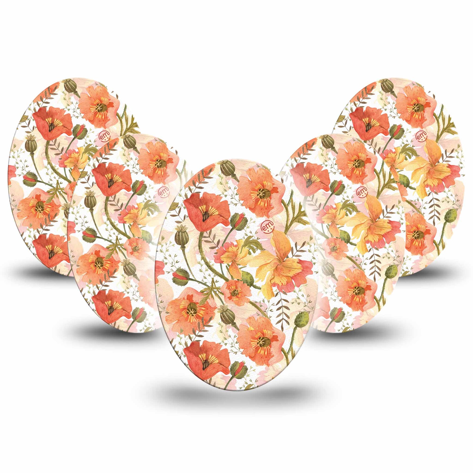 Medtronic Enlite / Guardian ExpressionMed Peachy Blooms Universal Oval Tapes