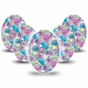 Medtronic Enlite / Guardian Stenciled Flowers Universal Oval Tapes