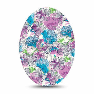 Medtronic Enlite / Guardian Stenciled Flowers Universal Oval Tape