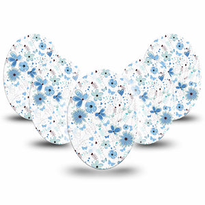 Medtronic Enlite / Guardian 5-Pack Cute Blue Flowers Guardian Enlite Libre Universal Oval Overpatches