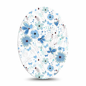 Medtronic Enlite / Guardian Cute Blue Flowers Guardian Enlite Libre Universal Oval Overpatch