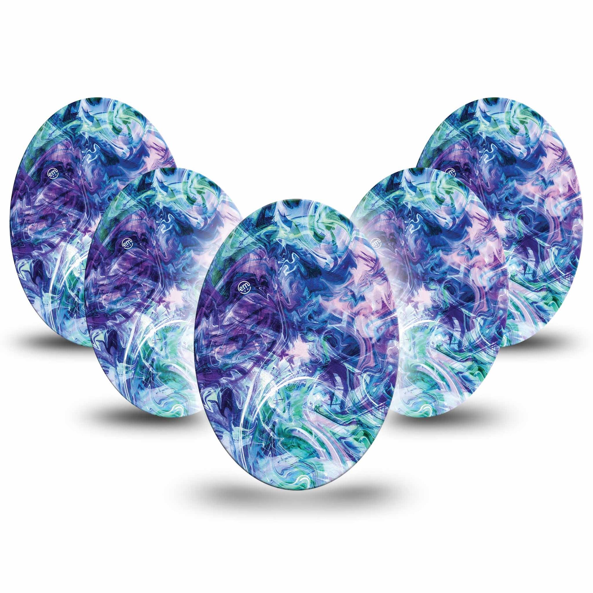 Medtronic Enlite / Guardian Deep Purple Swirl Universal Oval Patch, S5-Pack, TieDye themed CGM adhesive tape