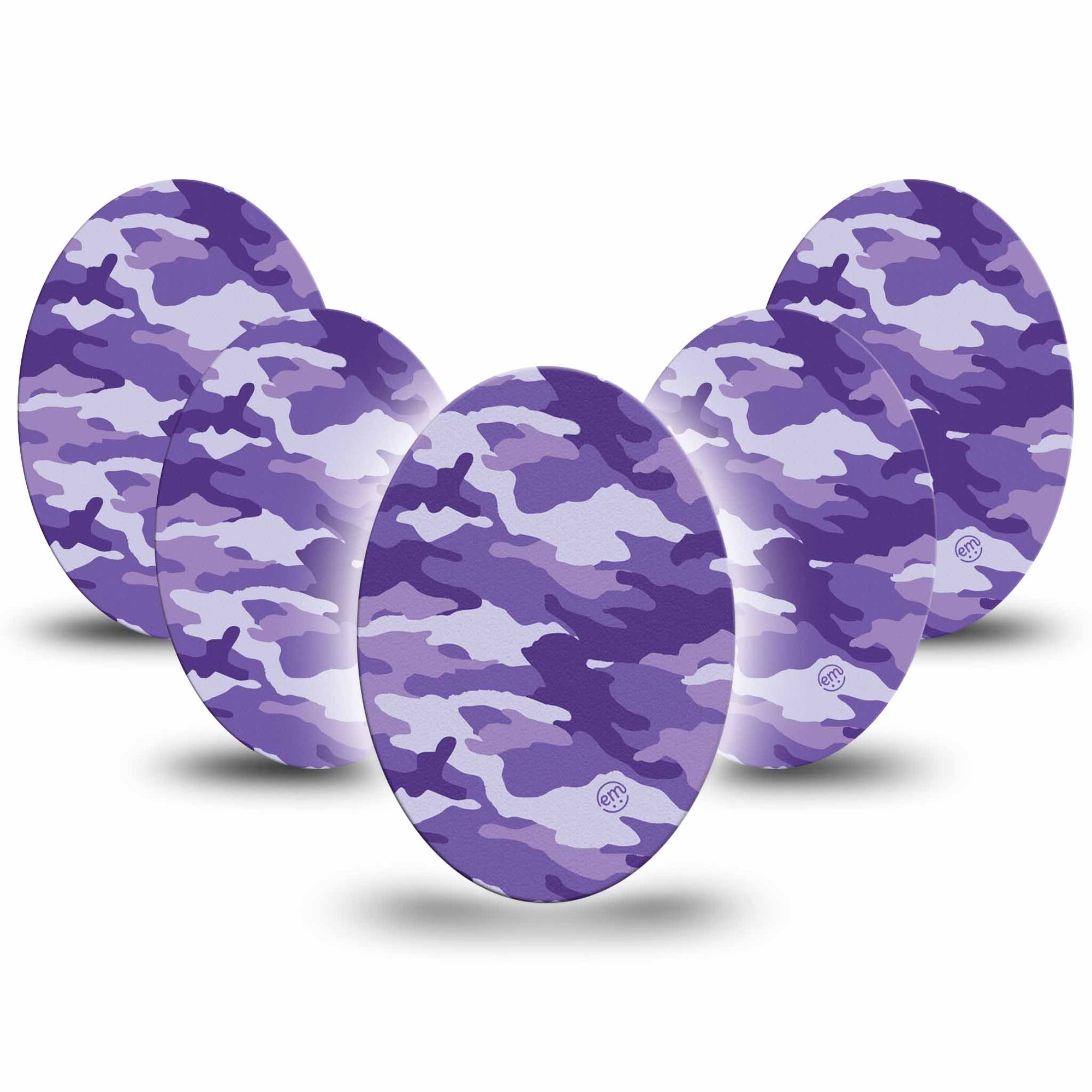 Medtronic Enlite / Guardian ExpressionMed Purple Camo Universal Oval Adhesive Tape, 5-Pack, Purple Camo Colored Design for CGM 