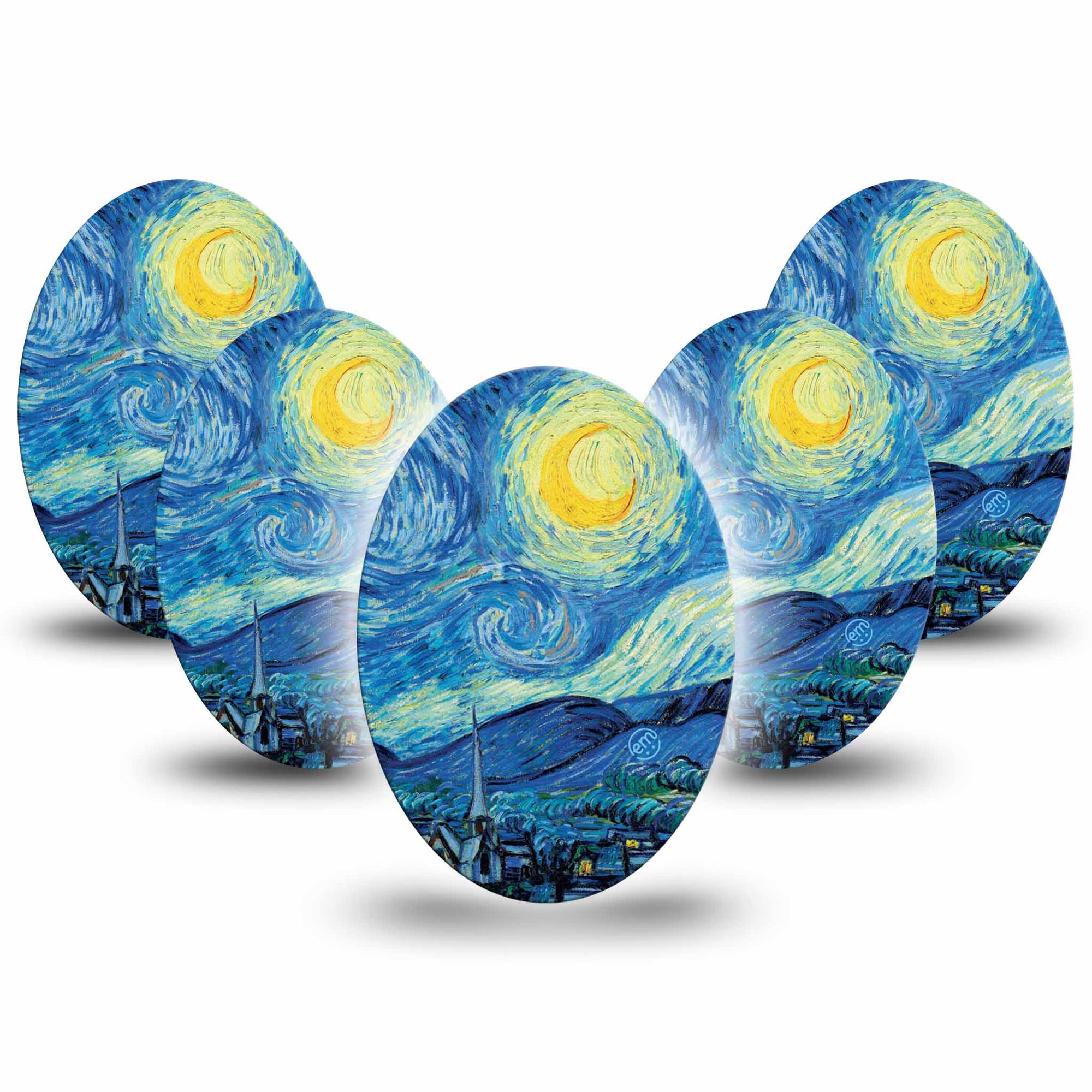 Medtronic Enlite / Guardian Starry Nights Universal Oval Adhesive Patch, 5-Pack, Van Gogh Painting Inspired Design