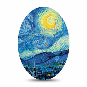 Medtronic Enlite / Guardian Starry Nights Universal Oval Adhesive Patch, Single, Van Gogh Painting Inspired Design