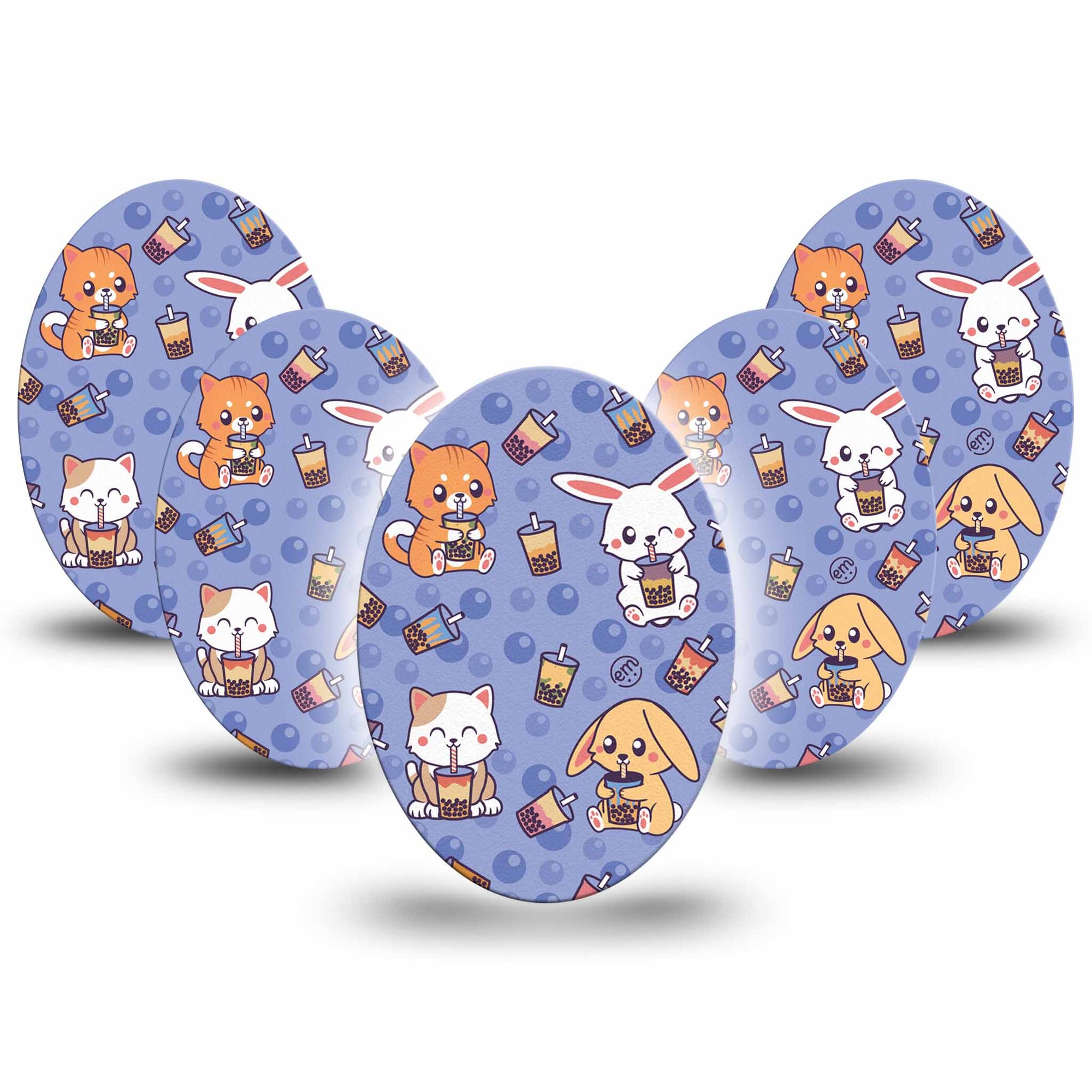 Medtronic Enlite / Guardian Boba Buddies Universal Oval Adhesive Patch, 5-Pack, Animal Design CGM Adhesive Patch