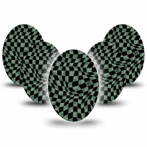 Green & Black Checkerboard Oval Tape, 5-Pack, Reflected Checkerboard Inspired, CGM, Plaster Design
