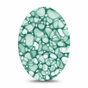 Glass Pebbles Oval Tape,  Green and White Rocks Inspired, Medtronic Patch Design